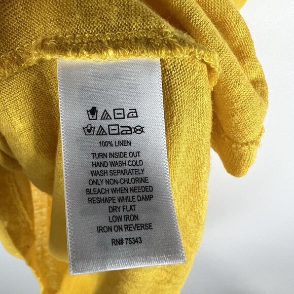 Rachel Zoe Shirt Women's Sz 1X Yellow Flutter Sleeve 100% Linen Casual Adult Top - Picture 5 of 9